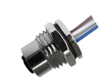 M12 Female Solder Type Front Fastened A-Coding 17PIN M16*1.5 Wire 0.5M
